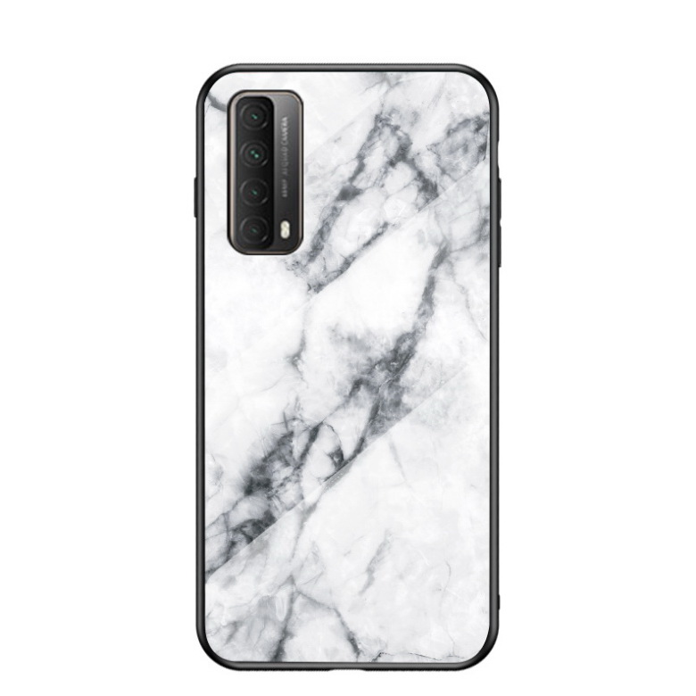 เคส Huawei Y7a #เคสฝาหลัง Gradient Color ลายหินอ่อน Glass + PC + TPU Hybrid Case