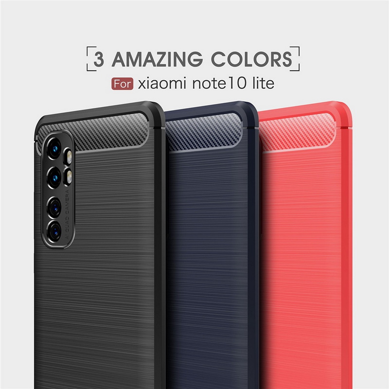 Case Xiaomi Mi Note 10 Lite #เคสฝาหลังตกแต่งคาร์บอนไฟเบอร์ ผิวขัดแปรง Brushered TPU Back Case