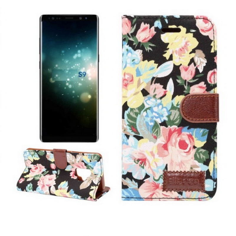 เคส Samsung Galaxy S9 Plus G965 #เคสฝาพับผิวผ้าลายดอกไม้สวยงามทันสมัย