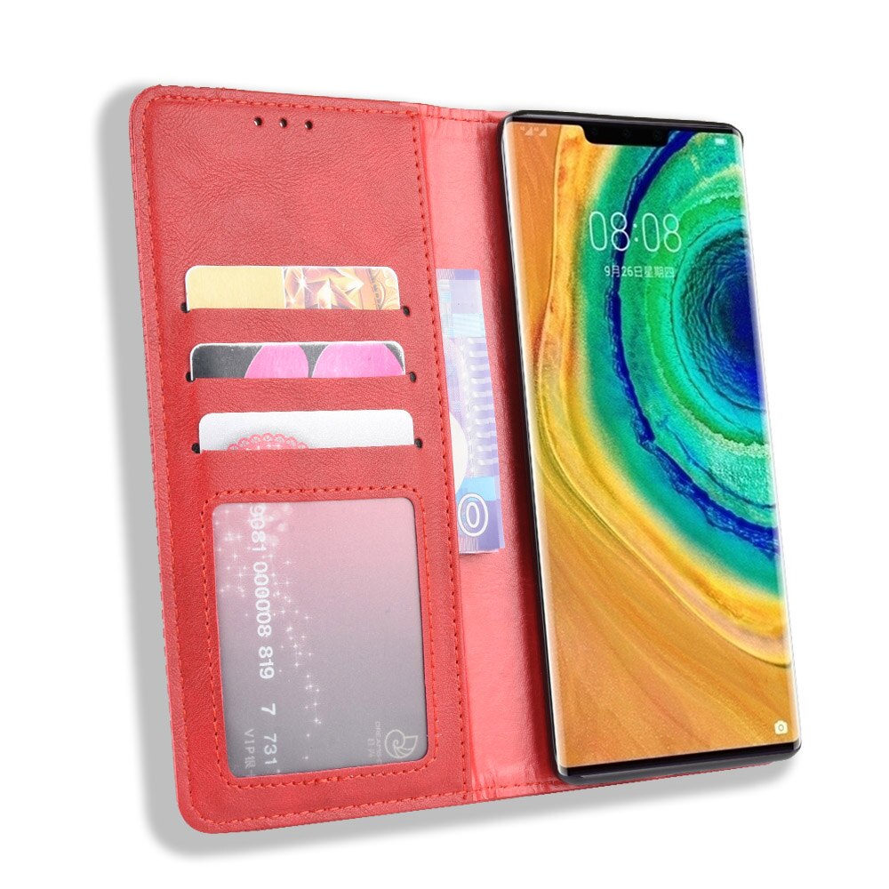 เคส Huawei Mate 30 Pro #เคสฝาพับปกหนังสไตล์วินเทจดูดซับอัตโนมัติแบบกระเป๋าสตางค์