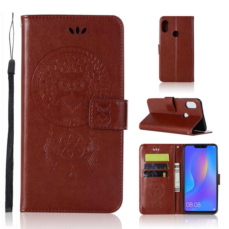 Case Honor 8X #เคสฝาพับแบบกระเป๋าสตางค์ฝาพับหนัง PU ลายนกฮูก Dream Catcher Owl