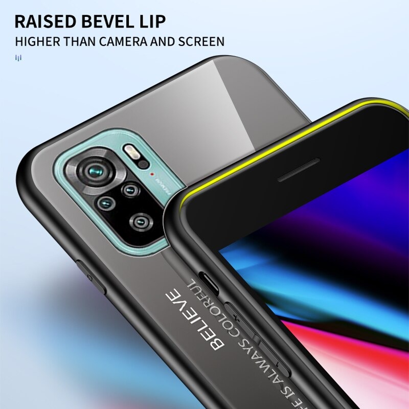 เคส Xiaomi 11T / 11T Pro #เคสฝาหลัง Gradient Color Glass + PC + TPU Hybrid Case