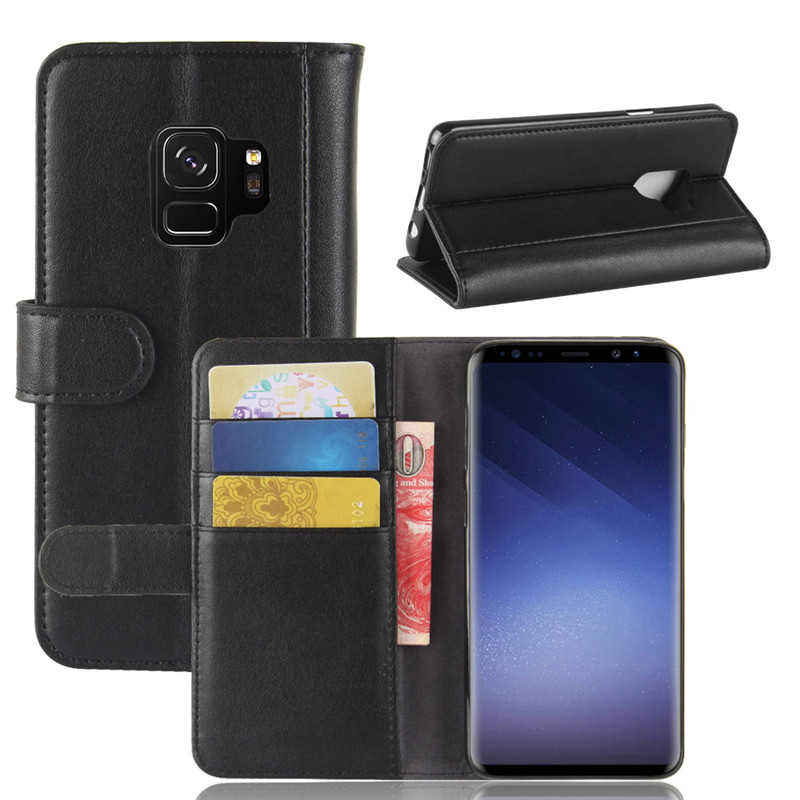 เคส Samsung Galaxy S9 #เคสฝาพับสไตล์กระเป๋าสตางค์รูปแบบหนังแท้แยกมีช่องเสียบบัตรคุณภาพดี