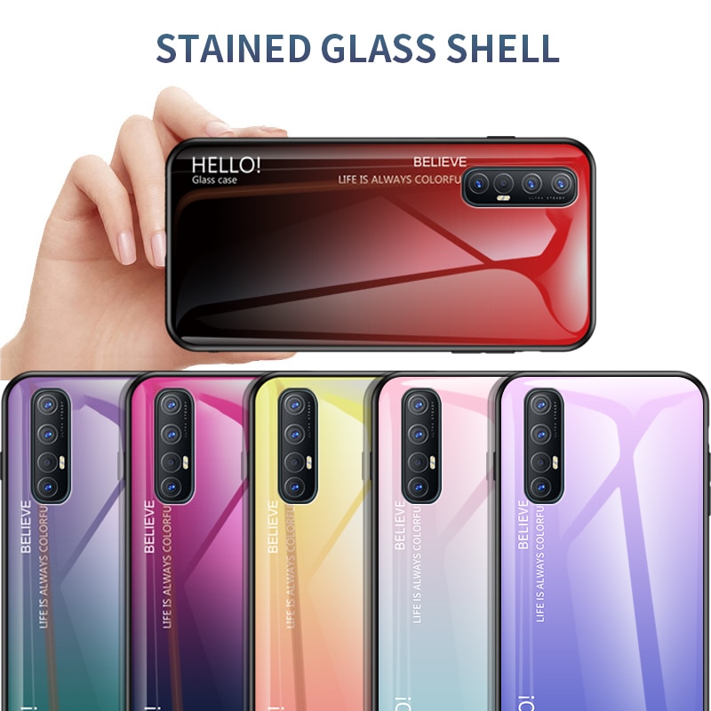Case OPPO Reno 3 Pro 4G 6.4 นิ้ว #เคสฝาหลัง Gradient Color Glass + PC + TPU Hybrid Case