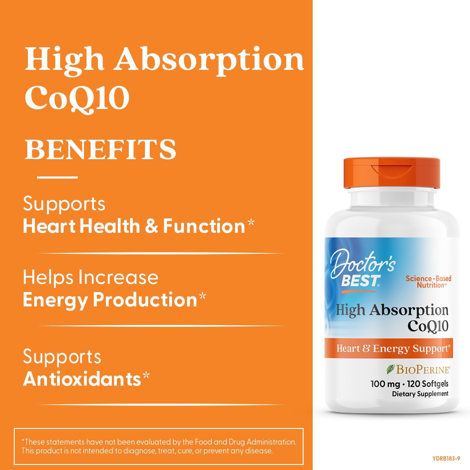 Doctor's Best® CoQ10 with BioPerine® 100mg 120 Veggie Capsules โคคิวเท็น สนับสนุนการทำงานปกติของระบบต่าง ๆ ในร่างกาย
