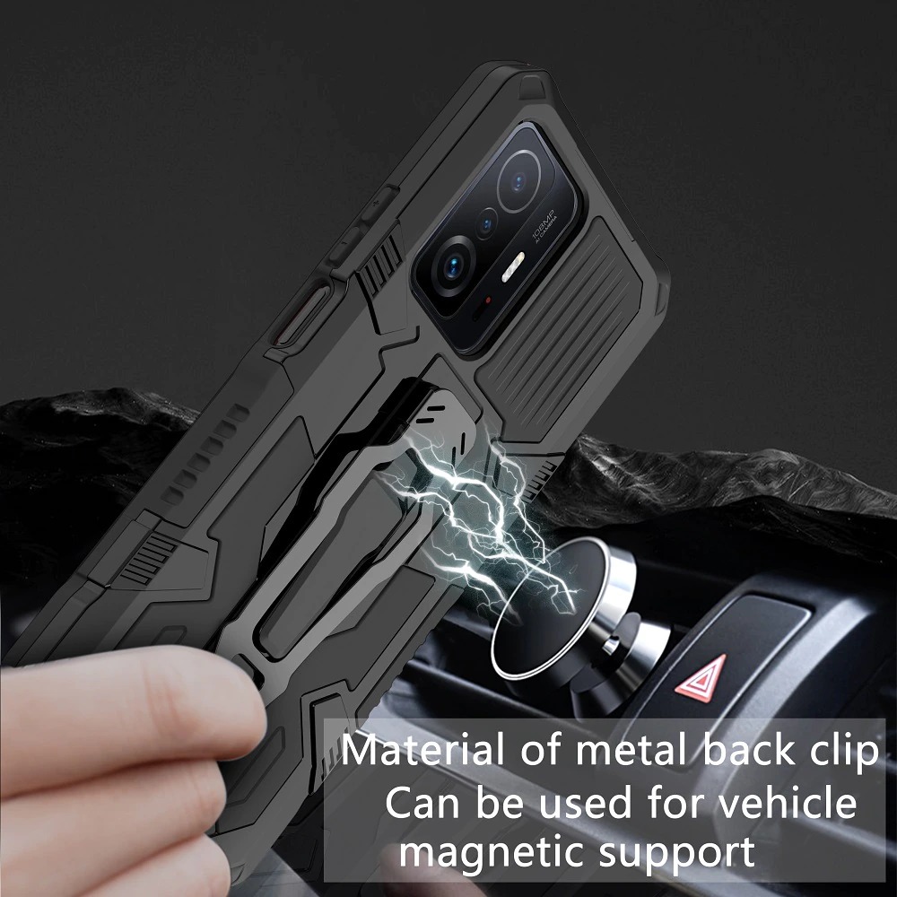 Case Xiaomi 11T / 11T Pro #เคสฝาหลังกันกระแทกมีคลิบหนีบ ไฮบริด พลาสติก+TPU Heavy Duty Rugged Hybrid