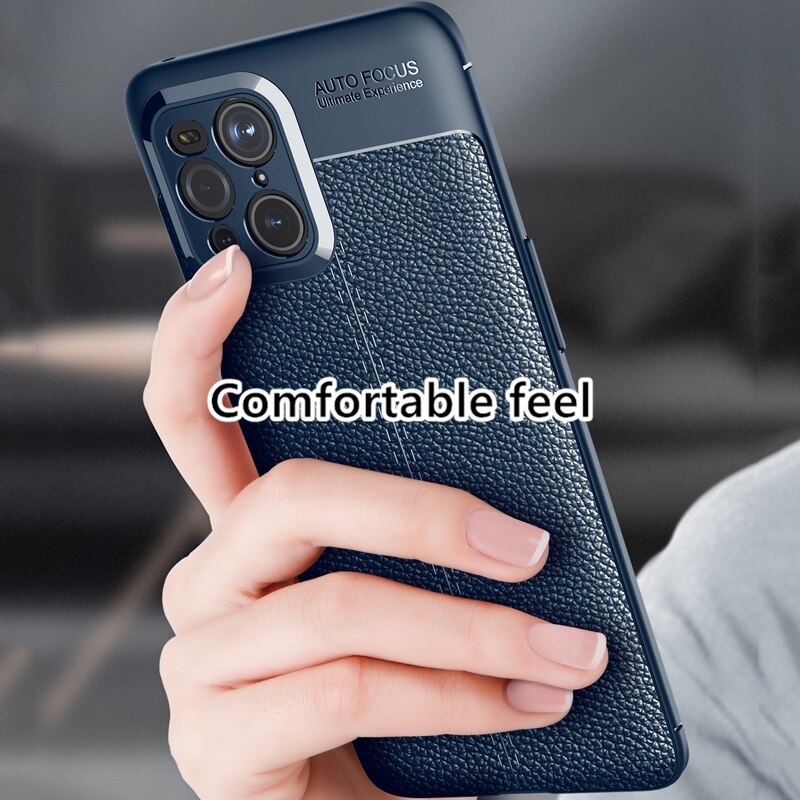 เคส OPPO Find X3 Pro#เคสฝาหลัง TPU ผิวลิ้นจี่ช่วยป้องกันลายนิ้วมือและกันลื่นได้ดี