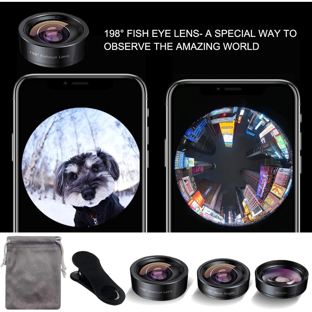 Keywing® IPhone Camera Lens 3 in 1 Phone Lens Kit for iPhone, Samsung, Smartphone เลนส์หนีบกล้องโทรศัพท์มือถือ