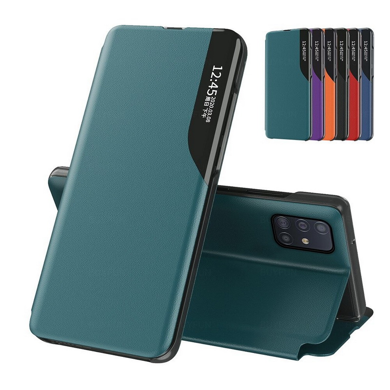 เคส Samsung Galaxy Note 10 Lite #เคสฝาพับเคลือบผิวหนัง PU มีช่องวิวด้านข้างพับวางตั้งได้ Smart Flip kickstand leather Cover
