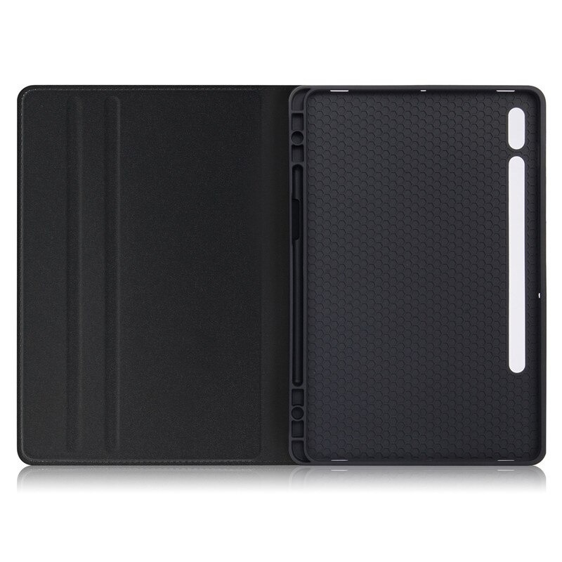 Case SamsungGalaxy Tab S7 FE 12.4"(T730,T736) #เคสฝาพับหนัง PU ลายผิวผ้ามีช่องใส่ปากกา with Pencil Holder Stand Business Card Slot Cover สำเนา