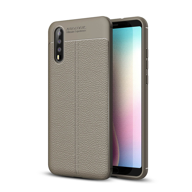 เคส Huawei P20 Pro #เคสฝาหลัง TPU นิ่มลายหนัง PU ผิวลิ้นจี่ช่วยป้องกันลายนิ้วมือและกันลื่น