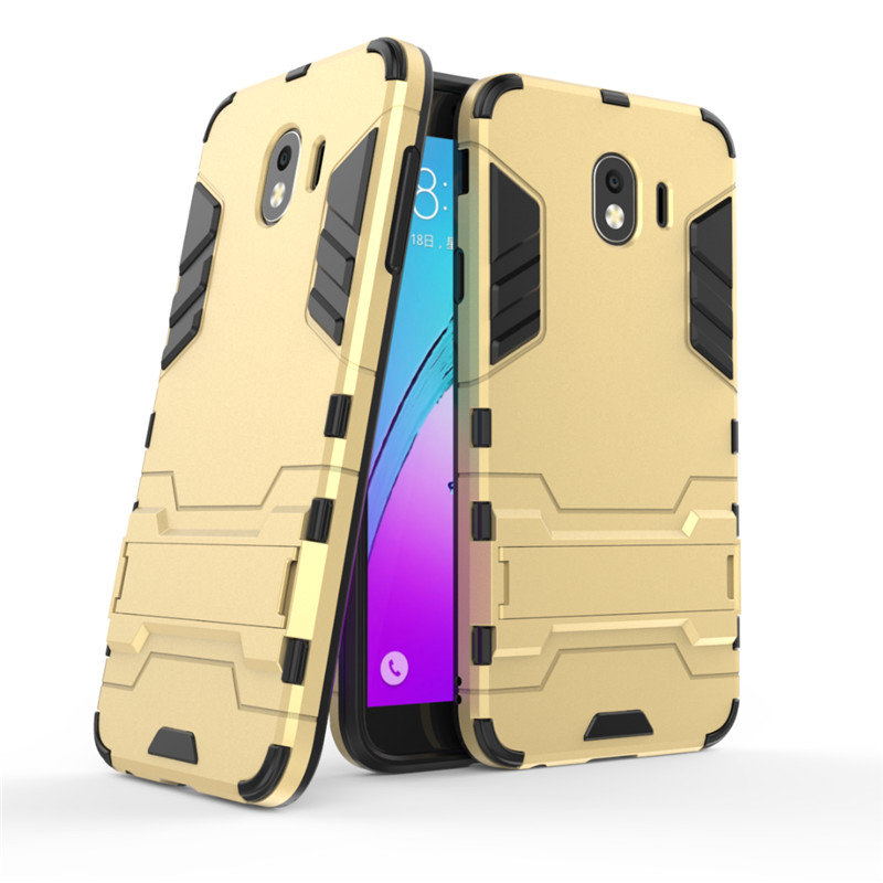 เคส Samsung Galaxy J4 (2018) #เคสฝาหลังพลาสติก ไฮบริด TPU + Kickstand