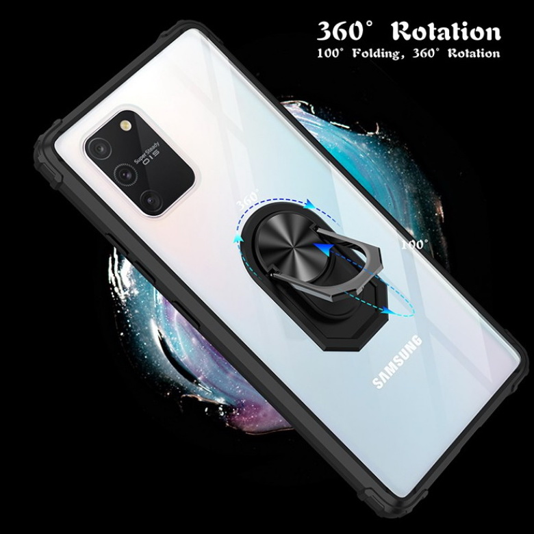Case Samsung Galaxy S10 Lite #เคสฝาหลังใสขอบทึบ +TPU Hybrid Case มีแหวนสวมนิ้วโลหะ