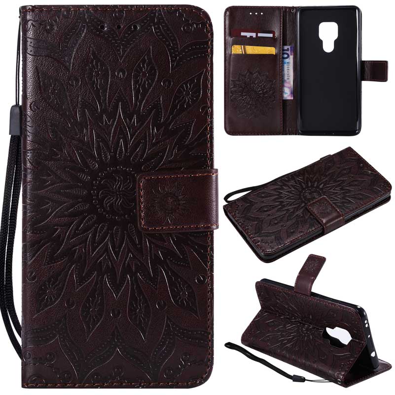 Case Huawei Mate 20 X #เคสฝาพับพิมพ์ลาย Imprint Sunflower PU Leather