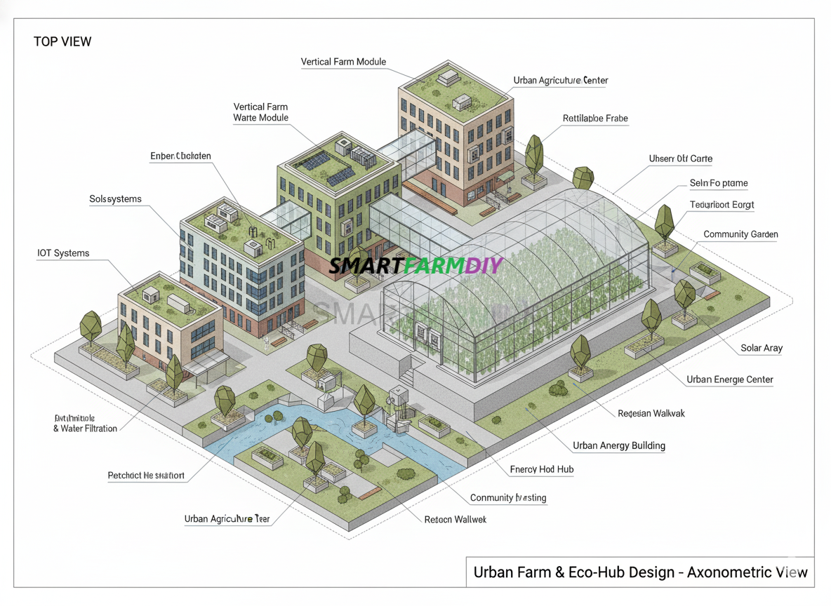 รับออกแบบผังฟาร์มโรงเรือนปลูกพืช แบบ City Future Farming (AI Generative Farming#1)
