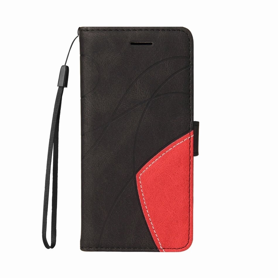 เคส OPPO A15#เคสฝาพับหนัง PU มีช่องเสียบบัตร Two-color Splicing Skin-touch Feeling Protector PU Leather