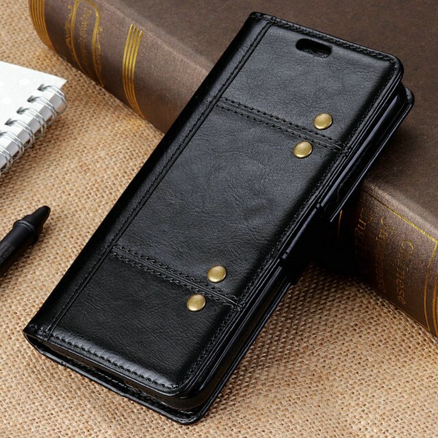 Case OPPO Reno 2F #เคสฝาพับหนัง PU การตกแต่งแบบริ้ว Rivet Decor Crazy Horse Texture