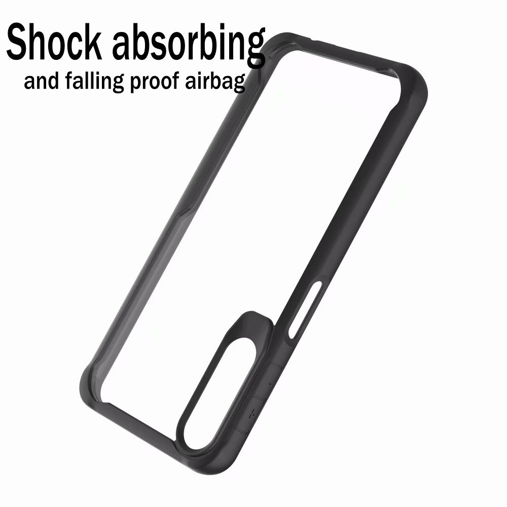 Case Samsung Galaxy A7 (2018) #เคสฝาหลังใสขอบสีทึบ Shock Absorption PC + TPU Hybrid Mobile Phone Cover