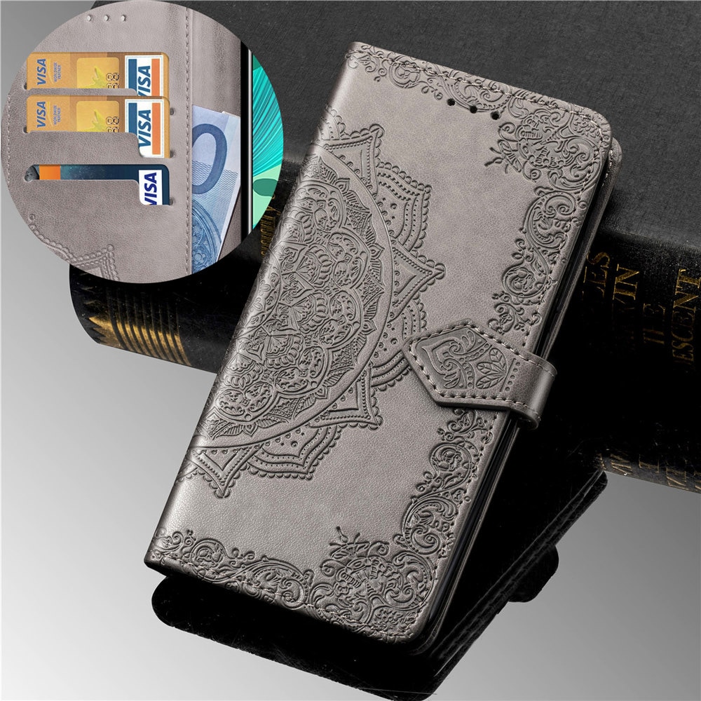เคส Samsung Galaxy Note 20 #เคสฝาพับหนัง PU ผิวลายนูน Embossed Mandala Flower Leather Wallet