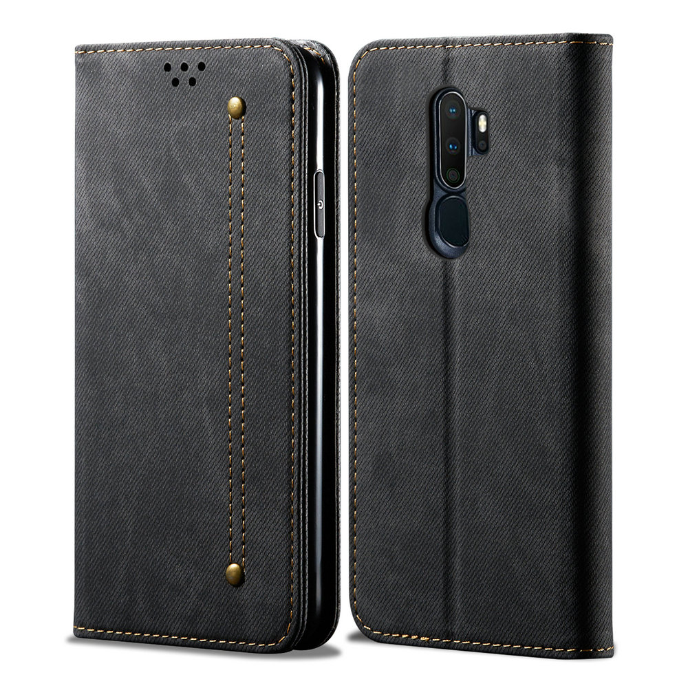 Case OPPO A9 (2020) / OPPO A5 (2020) #เคสฝาพับสไตล์ย้อนยุคผิวผ้ายีนส์แบบกระเป๋าสตางค์