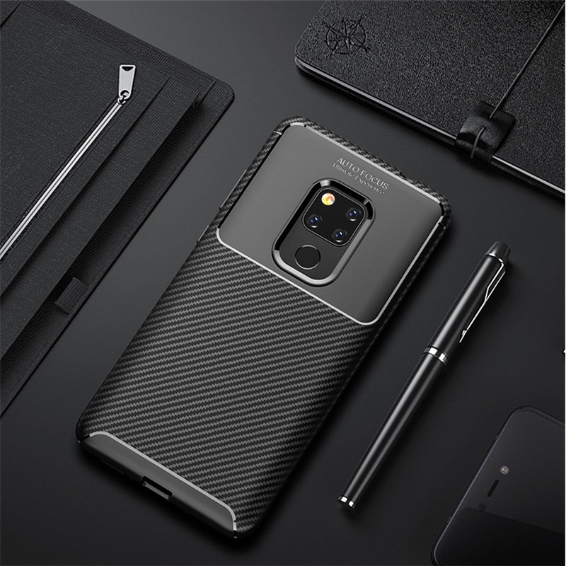 Case Huawei Mate 20 X #เคสฝาหลังนิ่ม Carbon Fiber Anti-drop TPU Protection