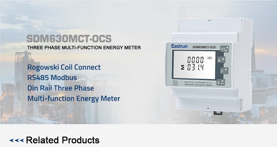พาวเวอร์มิเตอร์ SDM630MCT-OCS ETL Listed Three Phase Three Wire Rogowski Coil Energy Meter