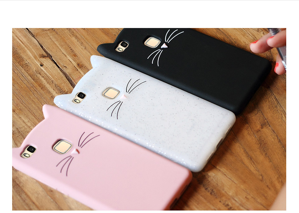Case Huawei P9 Lite เคสฝาหลัง3D Moustache Cat Soft Silicone Protective Cover