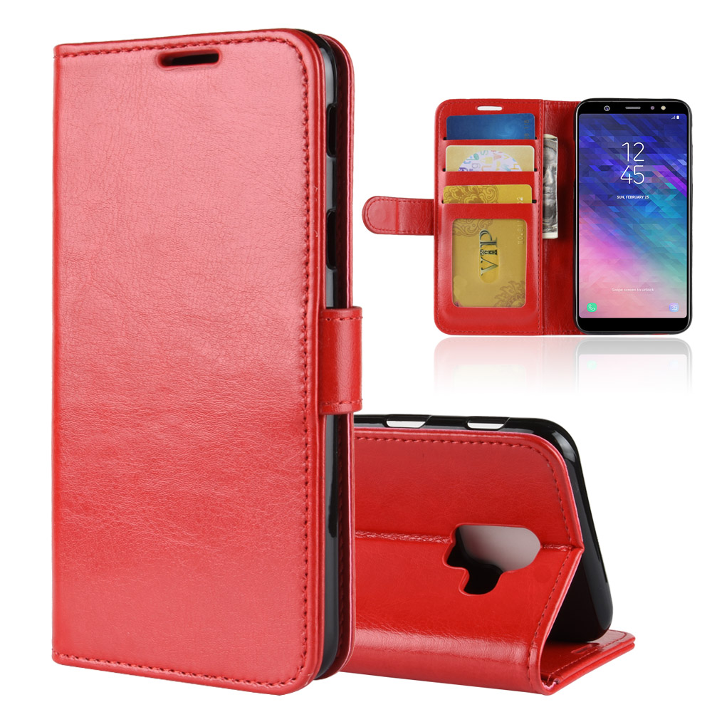 เคส Samsung Galaxy A6 (2018) #เคสฝาพับหนัง PU ผิวหนังม้าสไตล์กระเป๋าสตางค์เคสคุณภาพดีราคาเบาๆสบายกระเป๋า
