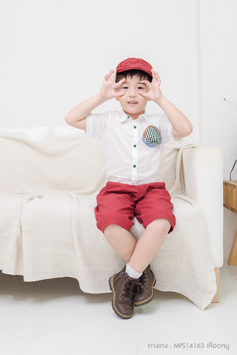 กางเกงเด็ก สีแดงเลือดหมู