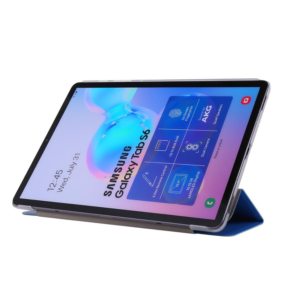 Case Samsung Galaxy Tab S6 10.5 SM-T860 SM-T865 #เคสฝาพับหนัง PU พับสามพับ Silk Texture Leather Stand Case