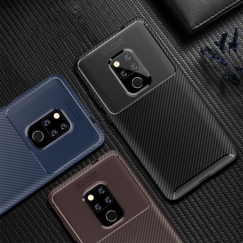 Case Huawei Mate 20 X #เคสฝาหลังนิ่ม Carbon Fiber Anti-drop TPU Protection