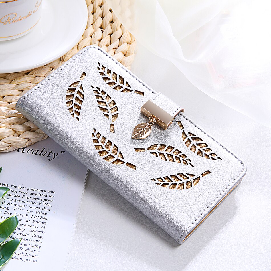 Case Samsung Galaxy A80 #เคสฝาพับแบบกระเป๋าสตางค์หนัง PU ลายใบไม้สีทอง