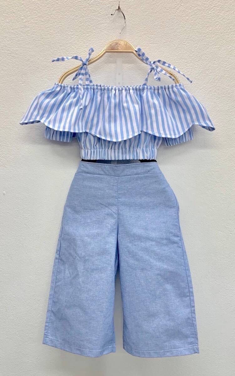 ชุดกางเกงเด็กโต เสื้อเปิดไหล่กับกางเกง