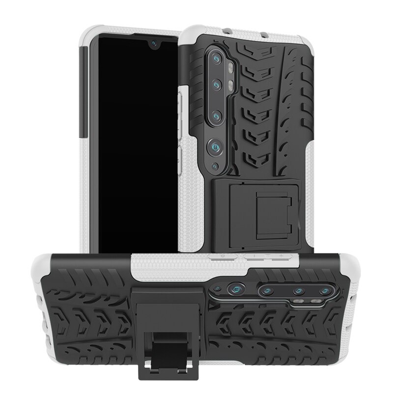 Case Xiaomi Mi Note 10 Pro #เคสฝาหลังกันลื่น Cool Tyre Pattern Kickstand (PC + TPU)