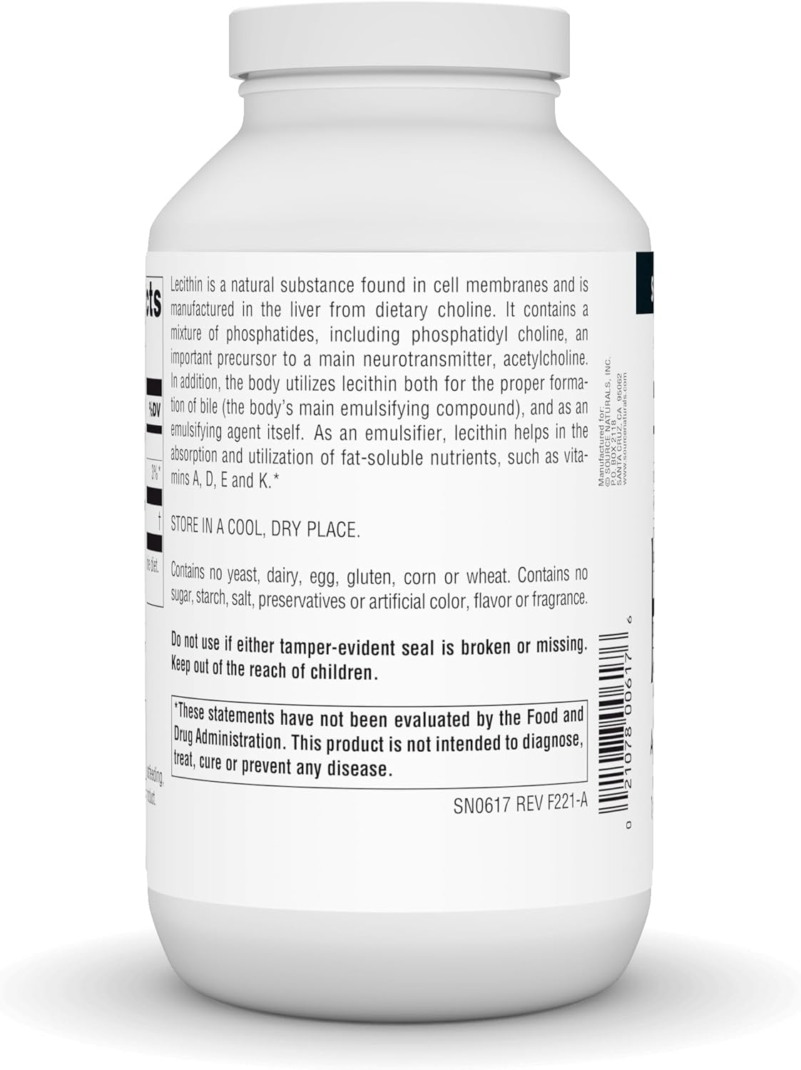 Source Naturals® Lecithin 1,200mg 200 Softgels เลซิทิน เลซิตินจากถั่วเหลือง