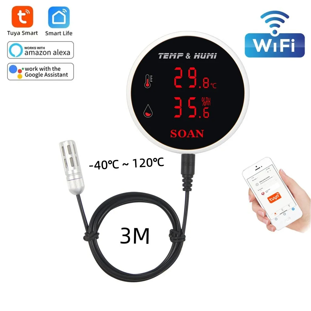 ตัววัดอุณหภูมิ Outdoor Temperature Humidity Meter with LCD Display Alarm 3M