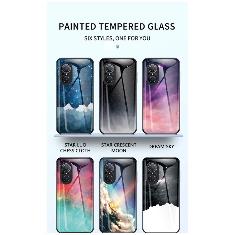 เคส Huawei Nova 9 SE #เคสฝาหลัง Gradient Color Glass + PC + TPU Hybrid Case