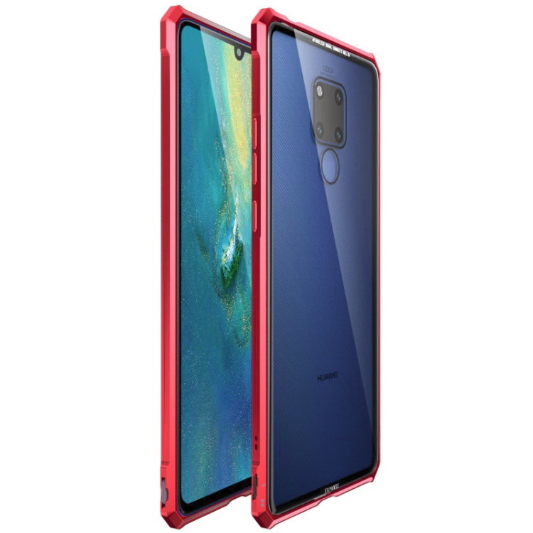 Case Huawei Mate 20 X #เคสกรอบโลหะแผ่นหลังกระจกนิรภัยแข็ง Metal Frame + Glass Back Hard Cove