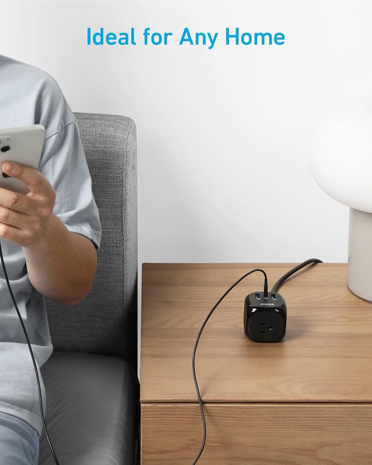 Anker® 321 Power Strip with 3 Outlets & USB Charging 5 ft Extension Cord Model: 9135 แองเคอร์ อะแดปเตอร์ รางปลั๊กไฟ