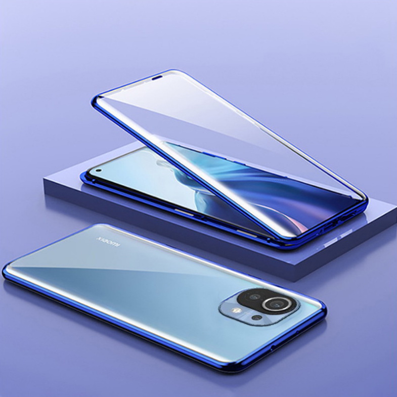 เคส Xiaomi Mi 11 #เคสฝาครอบกระจกขอบโลหะดูดซับแม่เหล็กหน้าหลัง Fully Protection Magnetic Adsorption Glass Metal Phone Protective