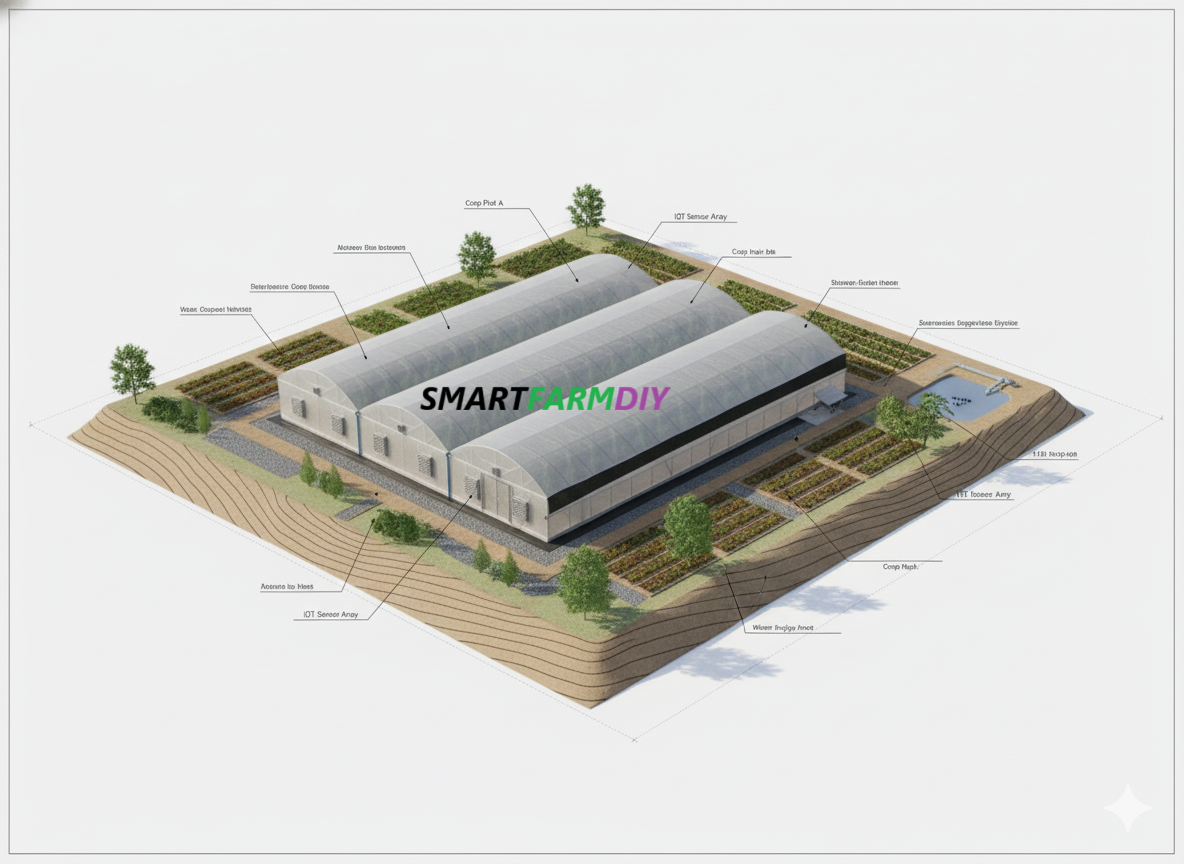 รับออกแบบผังฟาร์มโรงเรือนปลูกพืช แบบ City Future Farming (AI Generative Farming#10)