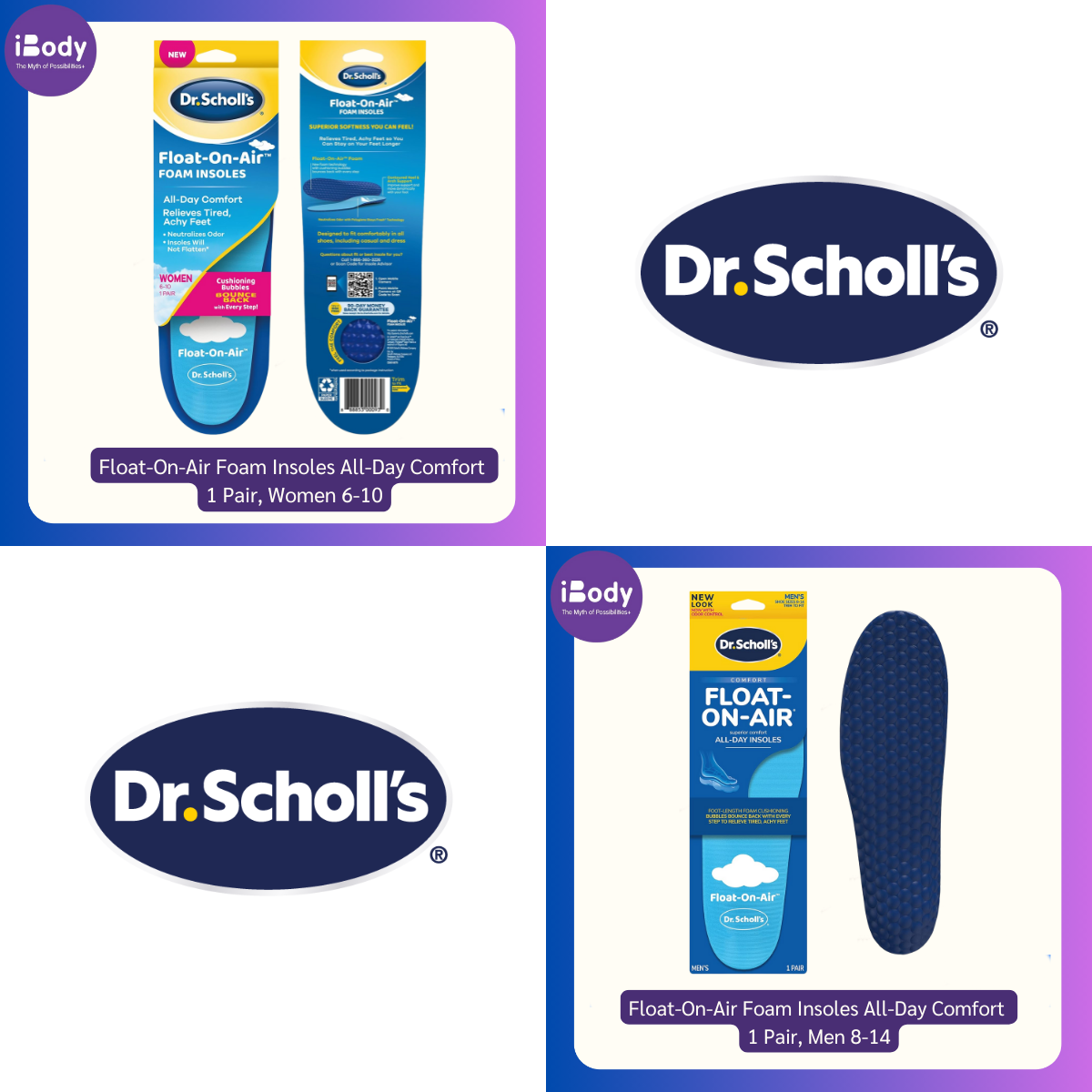 Dr.Scholl's® Float-On-Air Foam Insoles All-Day Comfort 1 Pair แผ่นรอง รองเท้า ลดความเมื่อยล้าของเท้าและขา