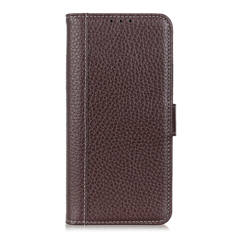 Case realme 8 (5G)#เคสฝาพับหนังแยกผิวลิ้นจี่ แถบปิดแม่เหล็ก