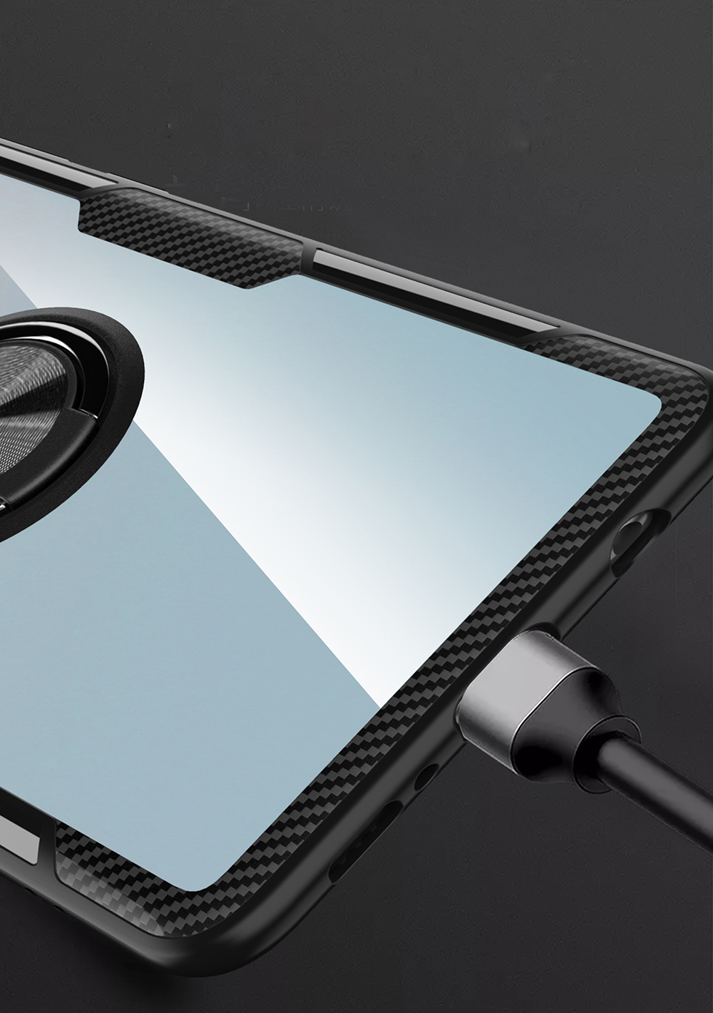 Case Samsung Galaxy S10+ #เคสฝาหลังมีแหวนสวมนิ้ว Finger Ring Kickstand Acrylic Tempered Glass + TPU