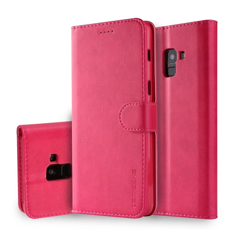 เคส Samsung Galaxy A8 (2018) LC.IMEEKE #เคสฝาพับหนัง PU คุณภาพดีสไตล์กระเป๋าสตางค์พร้อมช่องใส่การ์ด
