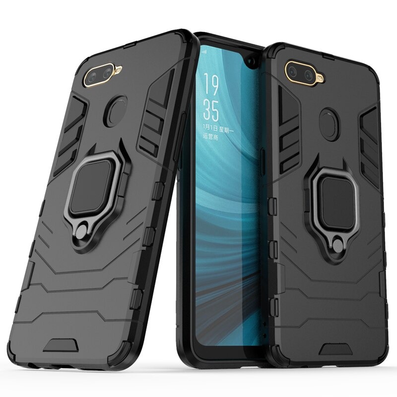 Case OPPO A12 #เคสฝาหลังพลาสติกแข็ง +TPU Hybrid Case มีแหวนสวมนิ้วโลหะ
