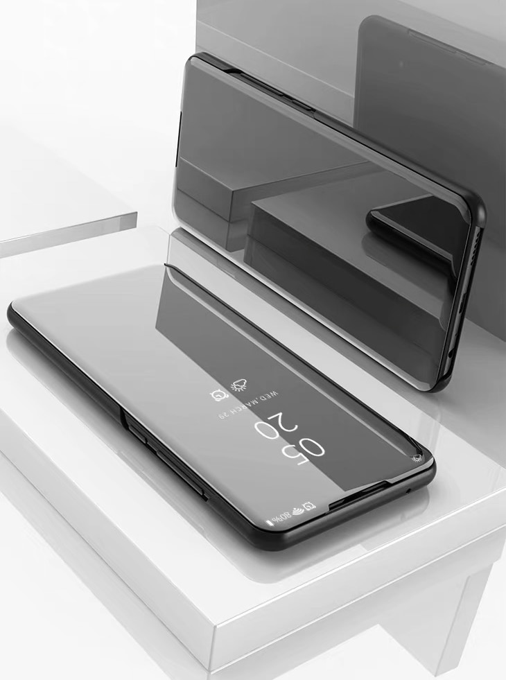 เคส Samsung Galaxy A8 Star #เคสฝาพับปกโปร่งแสงผิวเงา Electroplating Mirror Surface Window View