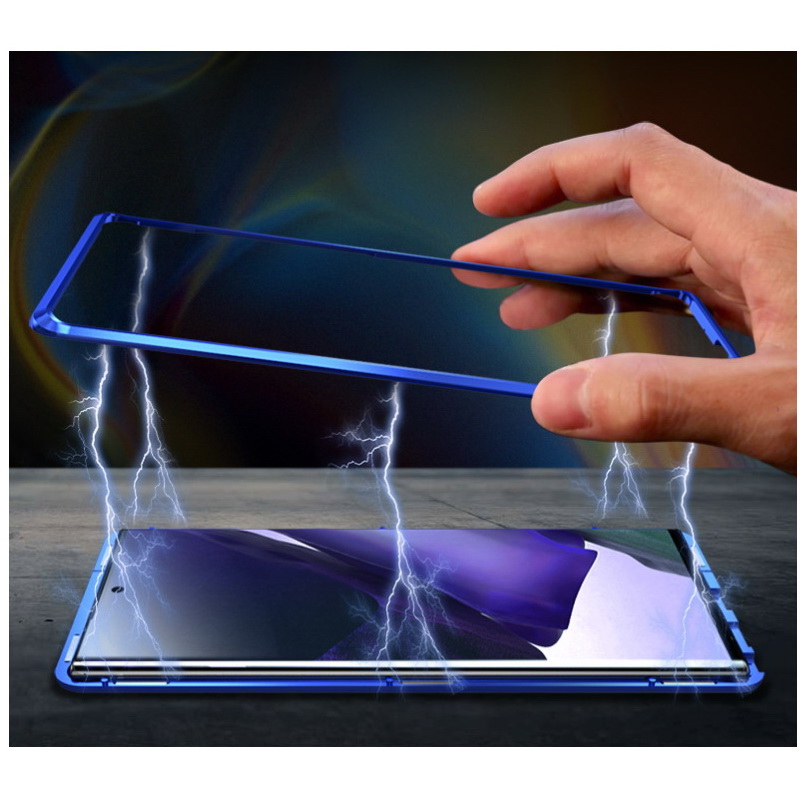 Case Samsung Galaxy Note 20 / Note 20 5G#เคสฝาครอบกระจกประกบหน้าหลังขอบโลหะดูดซับแม่เหล็ก Fully Protection Magnetic Adsorption Glass Metal Phone Protective
