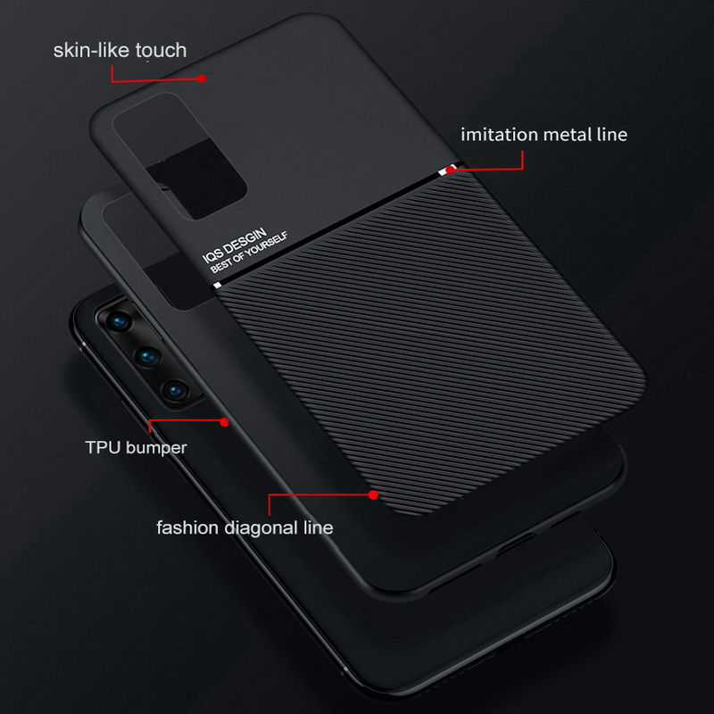 เคส Huawei P40 Pro #เคสแบบฝาหลัง TPU เคลือบหนัง PU สไตล์ธุรกิจที่เรียบง่ายมีแผ่นเหล็กในตัว Minimalist Business Style Leather Coated TPU Built-in metal magnetic plate