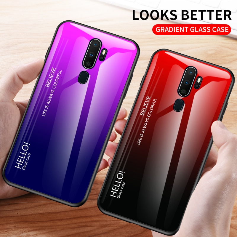 Case OPPO A9 2020 /A5 (2020) #เคสฝาหลัง Gradient Color Glass + PC + TPU Hybrid Case
